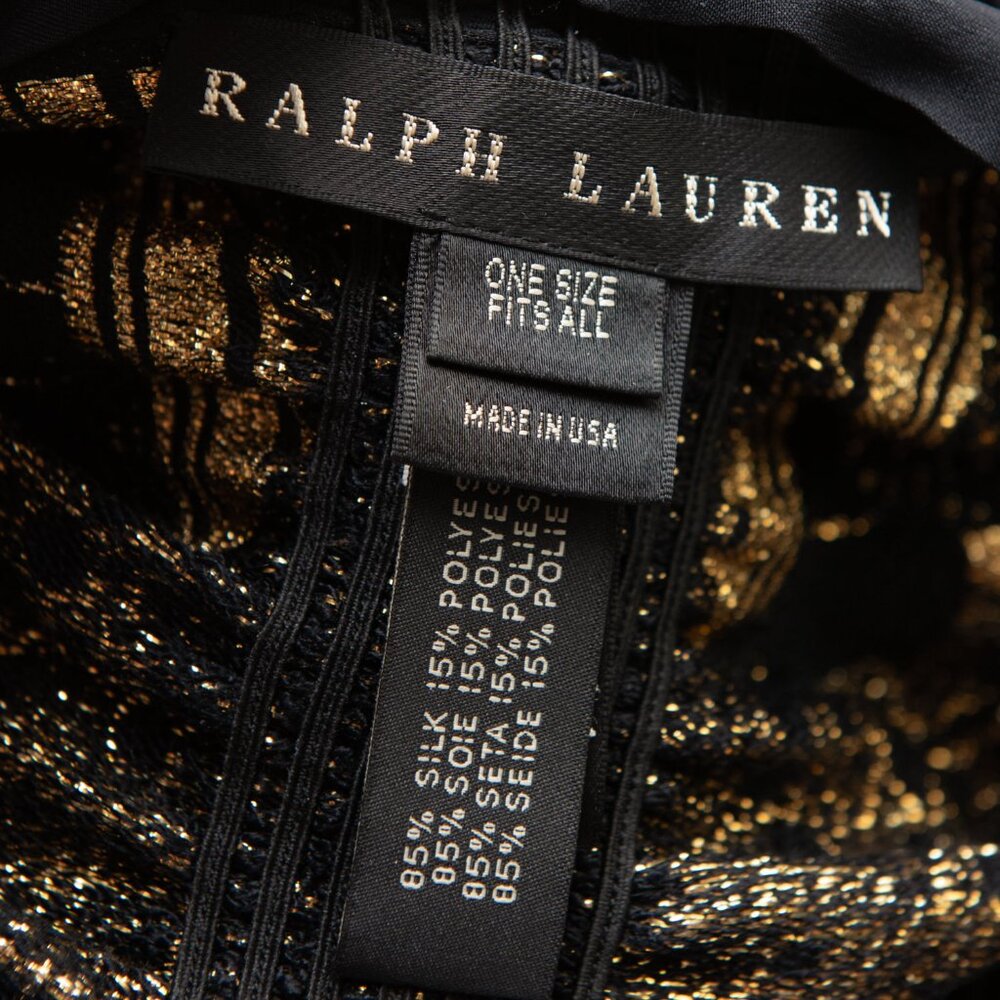 Ralph Lauren Vintage Silk Embroidered Kimono Black Label Black Gold One Size - Picture 4 of 10